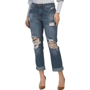 Madden Girl Sweetest Boyfriend Jeans Women's Size 30 High-Rise Distressed